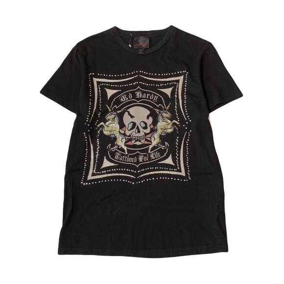 Y2K Ed Hardy Tattooed For Life Jewel Tee S - Picture 1 of 6